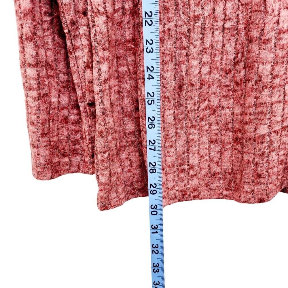 Womens Ribbed Knit Asymmetrical Button Front Sweater Top Long Sleeve Red Size XL - Picture 10 of 14